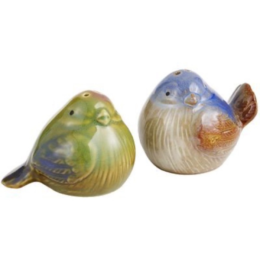 Pier 1 Salt and Pepper Shaker Chubby Birds - Blue & Green